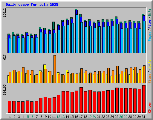 Daily usage for July 2025